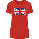 Distressed Union Jack Flag Great Britain Womens Wider Cut T-Shirt Red
