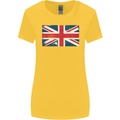 Distressed Union Jack Flag Great Britain Womens Wider Cut T-Shirt Yellow