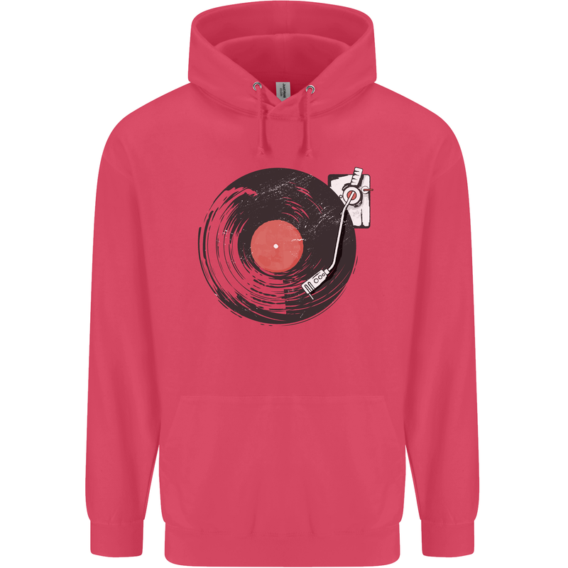 Distressed Vinyl Turntable DJ DJing Childrens Kids Hoodie Heliconia