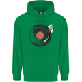 Distressed Vinyl Turntable DJ DJing Childrens Kids Hoodie Irish Green