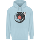 Distressed Vinyl Turntable DJ DJing Childrens Kids Hoodie Light Blue