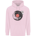 Distressed Vinyl Turntable DJ DJing Childrens Kids Hoodie Light Pink