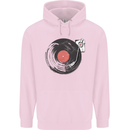 Distressed Vinyl Turntable DJ DJing Childrens Kids Hoodie Light Pink
