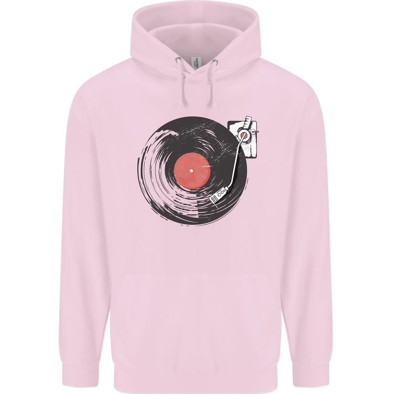 Distressed Vinyl Turntable DJ DJing Childrens Kids Hoodie Light Pink