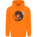 Distressed Vinyl Turntable DJ DJing Childrens Kids Hoodie Orange