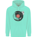 Distressed Vinyl Turntable DJ DJing Childrens Kids Hoodie Peppermint