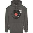 Distressed Vinyl Turntable DJ DJing Childrens Kids Hoodie Storm Grey
