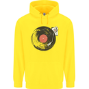 Distressed Vinyl Turntable DJ DJing Childrens Kids Hoodie Yellow