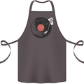 Distressed Vinyl Turntable DJ DJing Cotton Apron 100% Organic Dark Grey