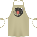 Distressed Vinyl Turntable DJ DJing Cotton Apron 100% Organic Khaki