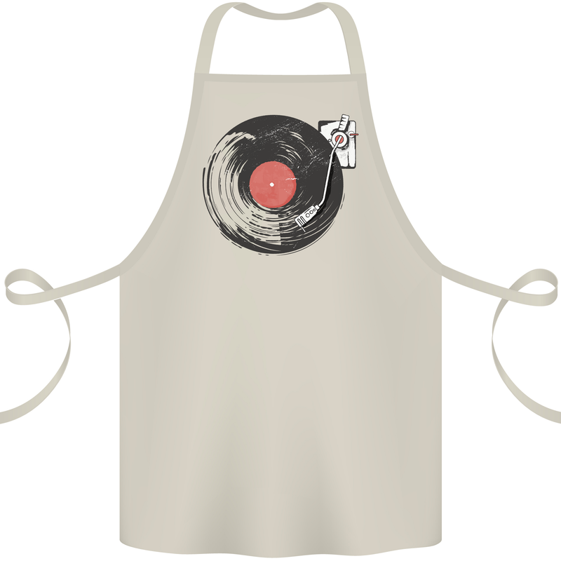 Distressed Vinyl Turntable DJ DJing Cotton Apron 100% Organic Natural