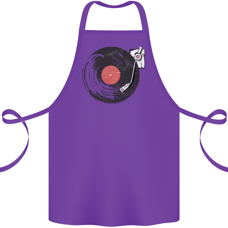 Distressed Vinyl Turntable DJ DJing Cotton Apron 100% Organic Purple