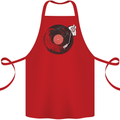 Distressed Vinyl Turntable DJ DJing Cotton Apron 100% Organic Red