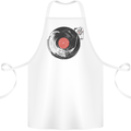 Distressed Vinyl Turntable DJ DJing Cotton Apron 100% Organic White