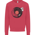 Distressed Vinyl Turntable DJ DJing Kids Sweatshirt Jumper Heliconia