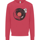 Distressed Vinyl Turntable DJ DJing Kids Sweatshirt Jumper Heliconia