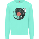 Distressed Vinyl Turntable DJ DJing Kids Sweatshirt Jumper Peppermint