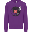 Distressed Vinyl Turntable DJ DJing Kids Sweatshirt Jumper Purple