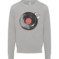 Distressed Vinyl Turntable DJ DJing Kids Sweatshirt Jumper Sports Grey
