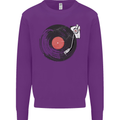 Distressed Vinyl Turntable DJ DJing Mens Sweatshirt Jumper Purple