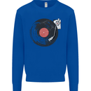 Distressed Vinyl Turntable DJ DJing Mens Sweatshirt Jumper Royal Blue