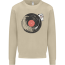 Distressed Vinyl Turntable DJ DJing Mens Sweatshirt Jumper Sand