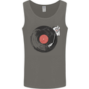 Distressed Vinyl Turntable DJ DJing Mens Vest Tank Top Charcoal