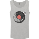 Distressed Vinyl Turntable DJ DJing Mens Vest Tank Top Sports Grey