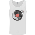 Distressed Vinyl Turntable DJ DJing Mens Vest Tank Top White