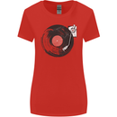 Distressed Vinyl Turntable DJ DJing Womens Wider Cut T-Shirt Red