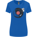 Distressed Vinyl Turntable DJ DJing Womens Wider Cut T-Shirt Royal Blue