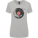 Distressed Vinyl Turntable DJ DJing Womens Wider Cut T-Shirt Sports Grey
