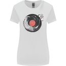 Distressed Vinyl Turntable DJ DJing Womens Wider Cut T-Shirt White