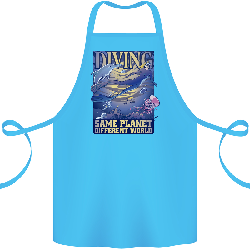 Diver Same Planet Different World Cotton Apron 100% Organic Turquoise