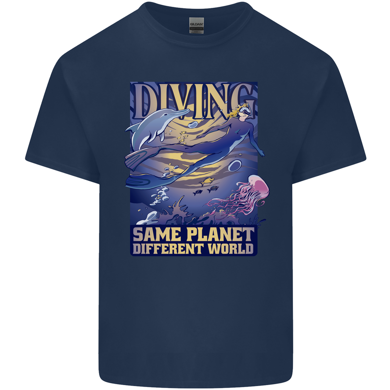 Diver Same Planet Different World Kids T-Shirt Childrens Navy Blue
