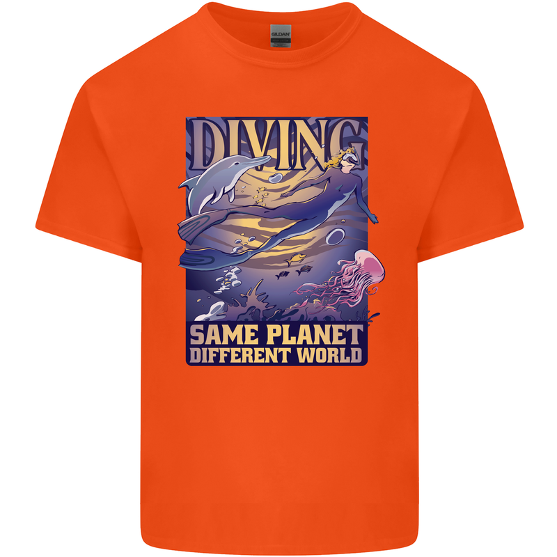 Diver Same Planet Different World Kids T-Shirt Childrens Orange