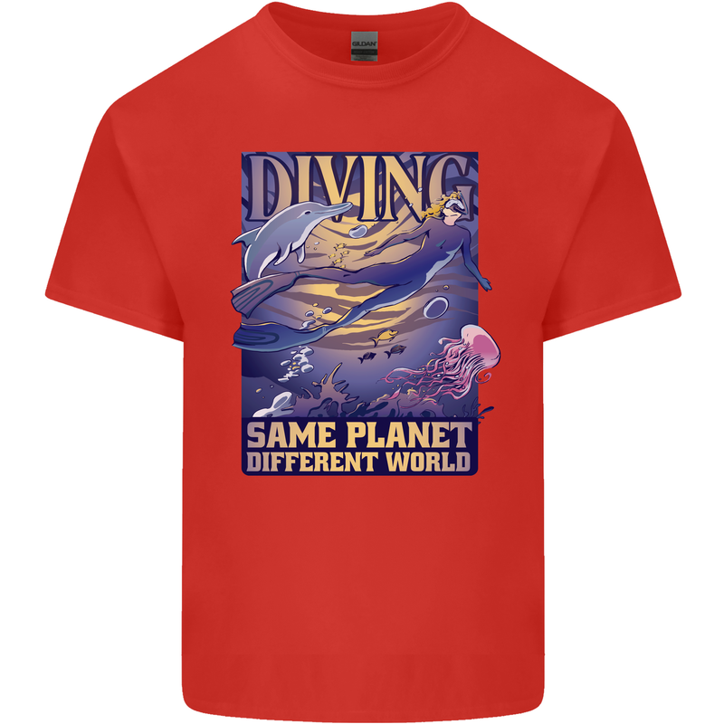 Diver Same Planet Different World Kids T-Shirt Childrens Red