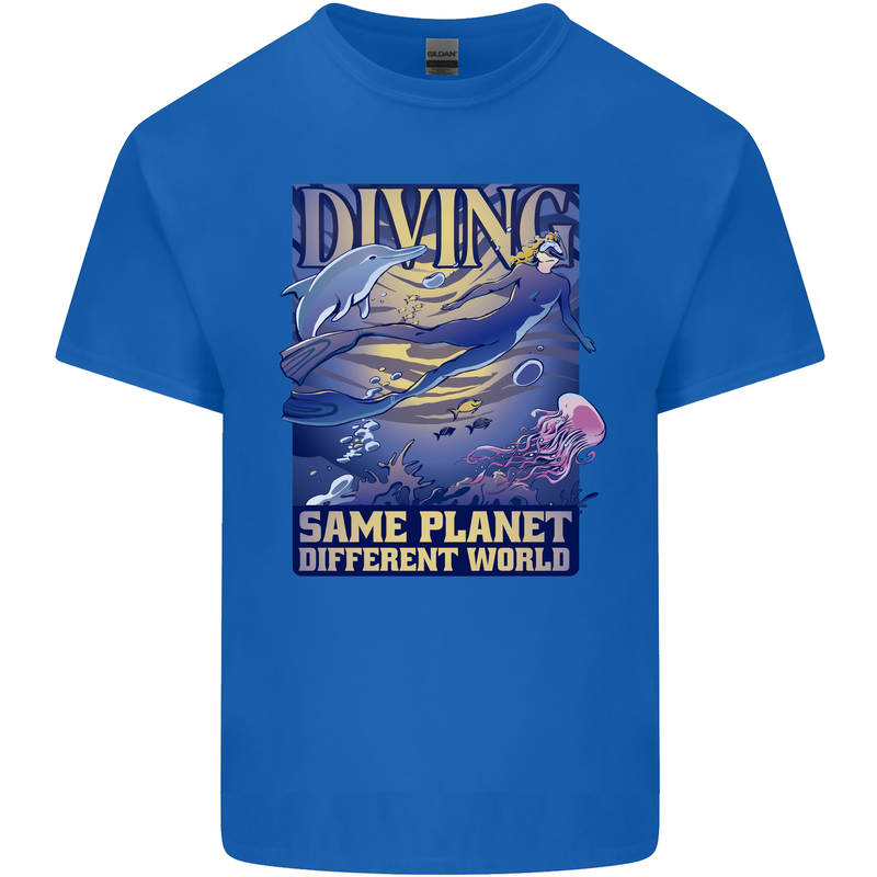 Diver Same Planet Different World Kids T-Shirt Childrens Royal Blue