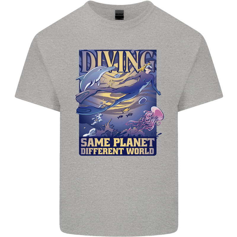 Diver Same Planet Different World Kids T-Shirt Childrens Sports Grey