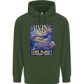 Diver Same Planet Different World Mens 80% Cotton Hoodie Forest Green