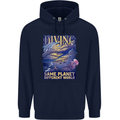 Diver Same Planet Different World Mens 80% Cotton Hoodie Navy Blue