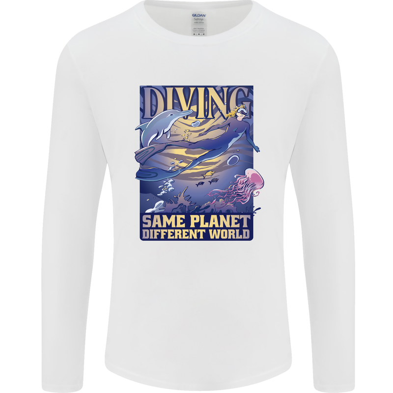 Diver Same Planet Different World Mens Long Sleeve T-Shirt White