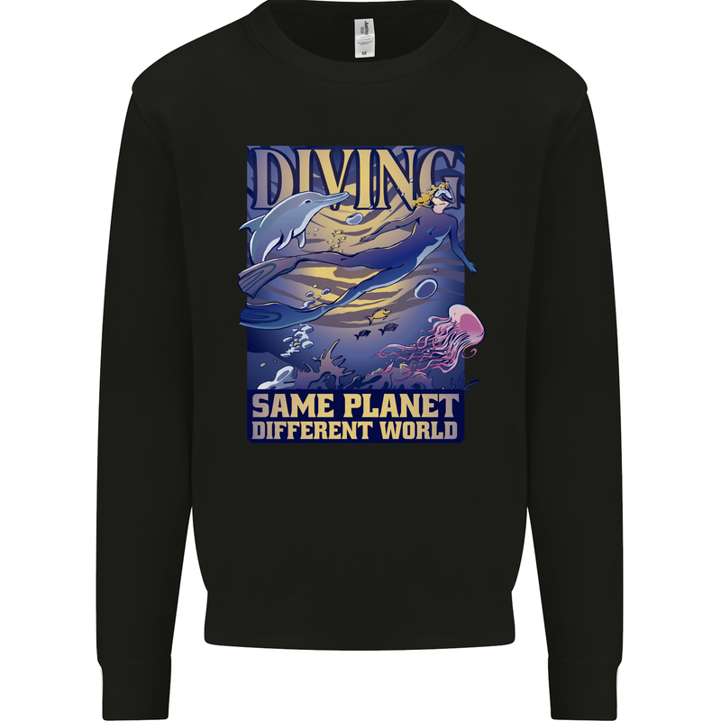 Diver Same Planet Different World Mens Sweatshirt Jumper Black