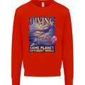 Diver Same Planet Different World Mens Sweatshirt Jumper Bright Red