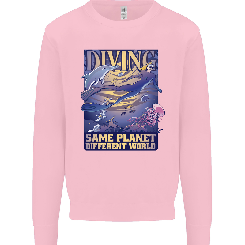 Diver Same Planet Different World Mens Sweatshirt Jumper Light Pink
