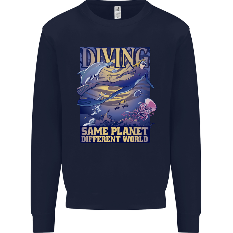 Diver Same Planet Different World Mens Sweatshirt Jumper Navy Blue