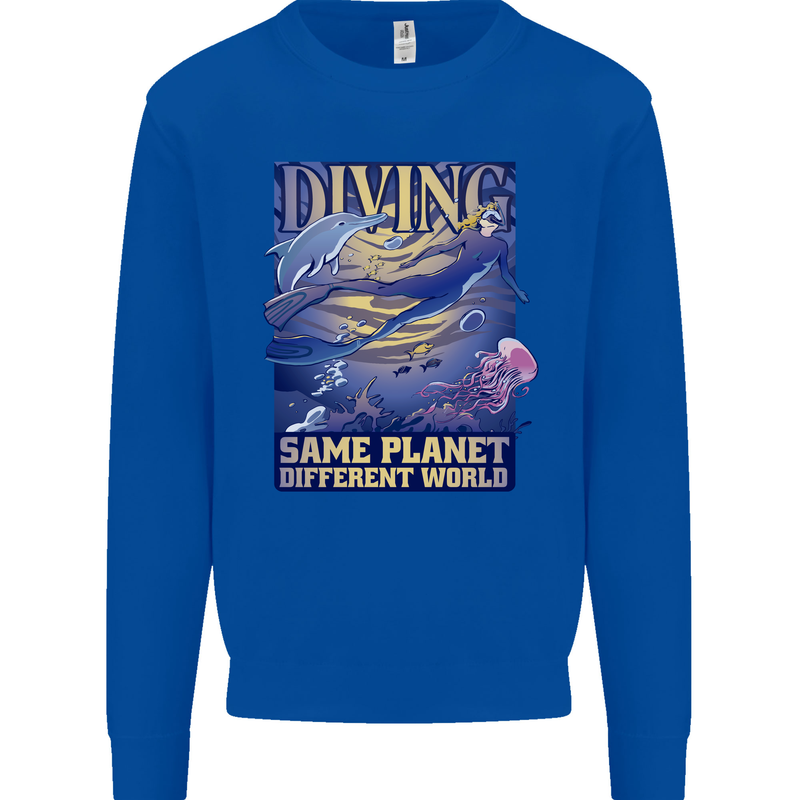 Diver Same Planet Different World Mens Sweatshirt Jumper Royal Blue