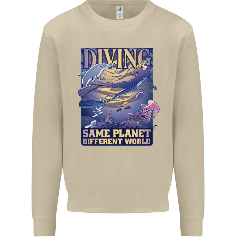 Diver Same Planet Different World Mens Sweatshirt Jumper Sand