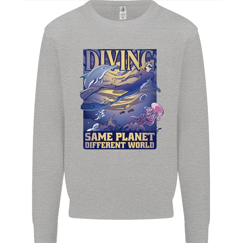 Diver Same Planet Different World Mens Sweatshirt Jumper Sports Grey