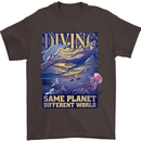 Diver Same Planet Different World Mens T-Shirt Cotton Gildan Dark Chocolate